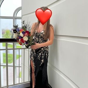 Elegant Black and Gold Evening Dress